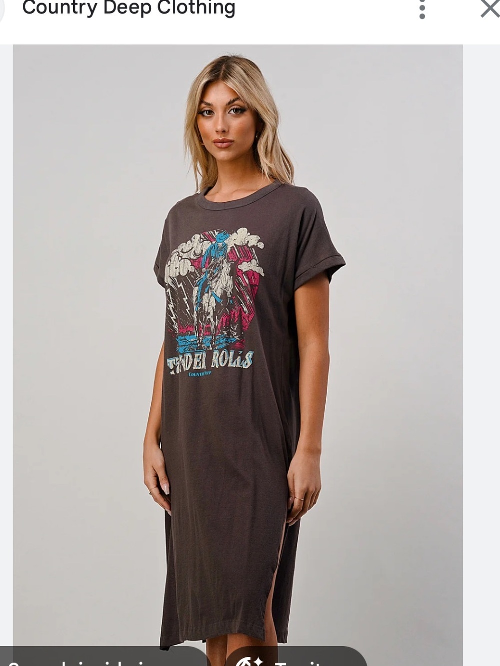 Country Deep Graphic Black T-Shirt Dress with Pink Van Print size small.